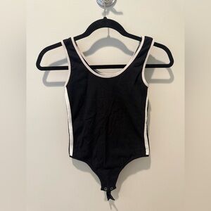 Aqua Bodysuit in Black with White Accents